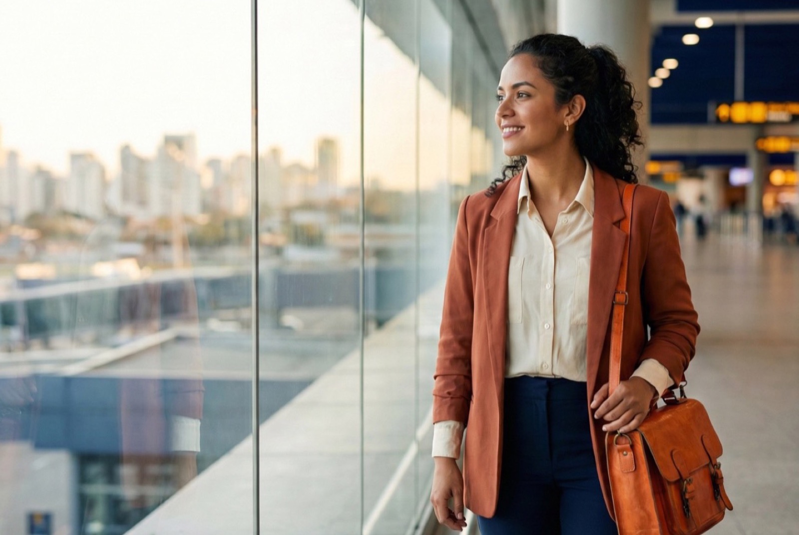 Profesional colombiano con esperanza mirando hacia su futuro en Chile